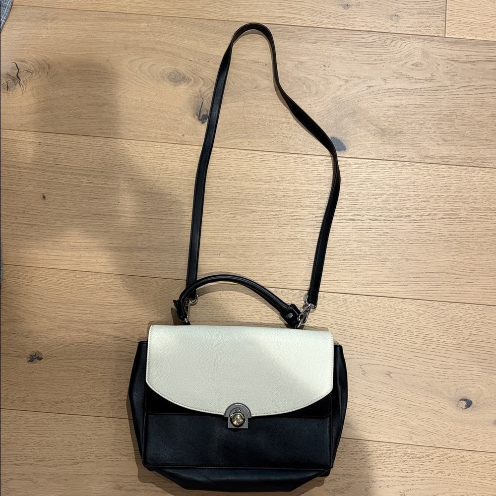 Zara Black and Cream Crossbody Bag